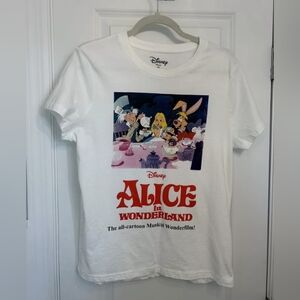 Vintage Disney Alice In Wonderland Women’s White Short Sleeve Graphic T-Shirt